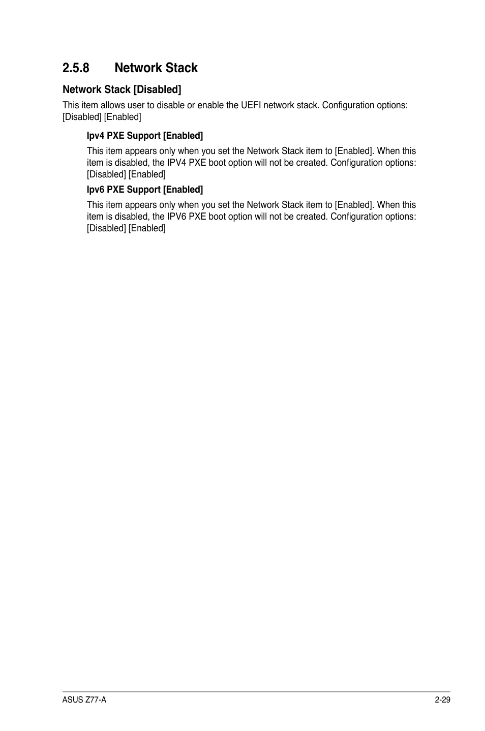 8 network stack, Network stack -29 | Asus Z77-A User Manual | Page 75 / 92