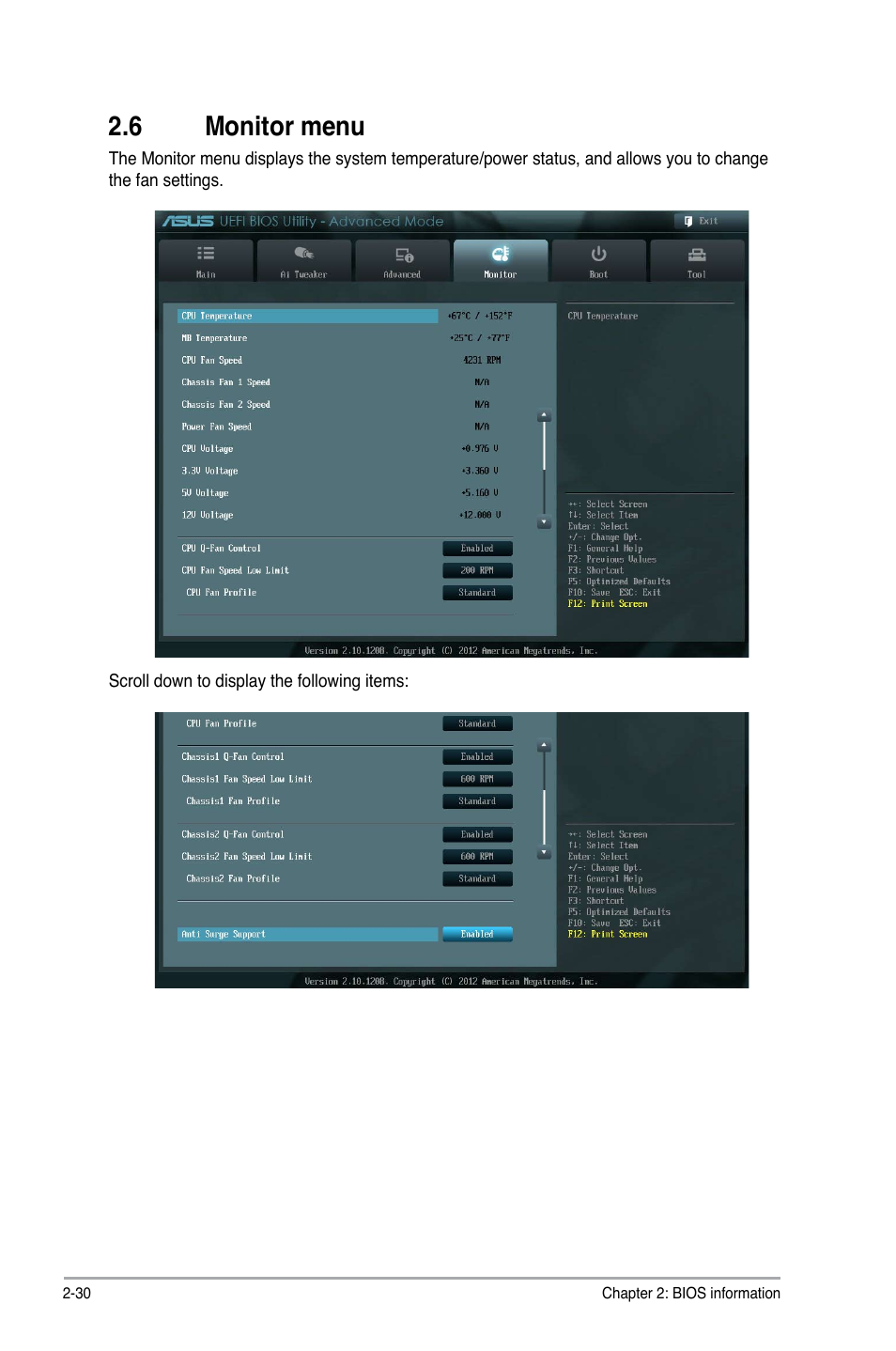 6 monitor menu, Monitor menu -30 | Asus Z77-A User Manual | Page 76 / 92