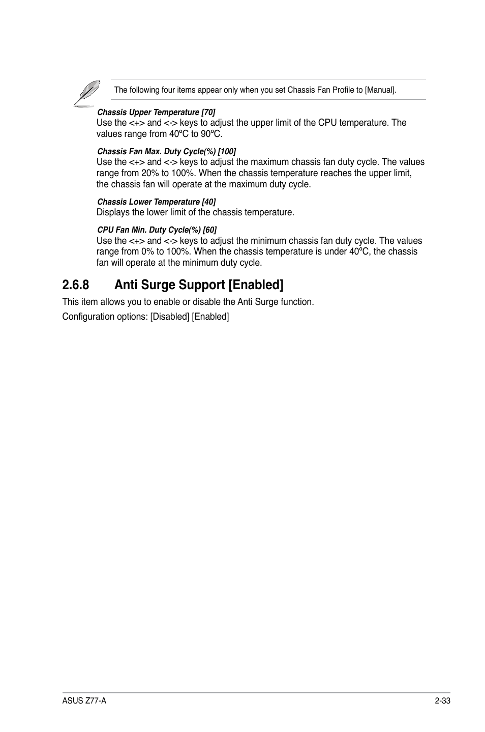 8 anti surge support [enabled, Anti surge support [enabled] -33 | Asus Z77-A User Manual | Page 79 / 92