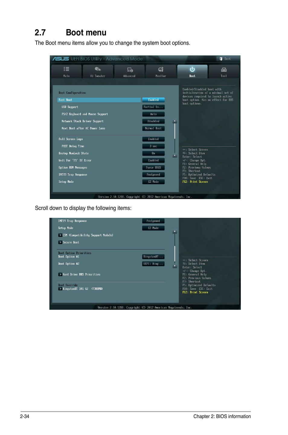 7 boot menu, Boot menu -34 | Asus Z77-A User Manual | Page 80 / 92