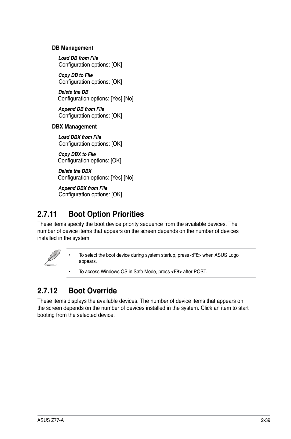 11 boot option priorities, 12 boot override | Asus Z77-A User Manual | Page 85 / 92