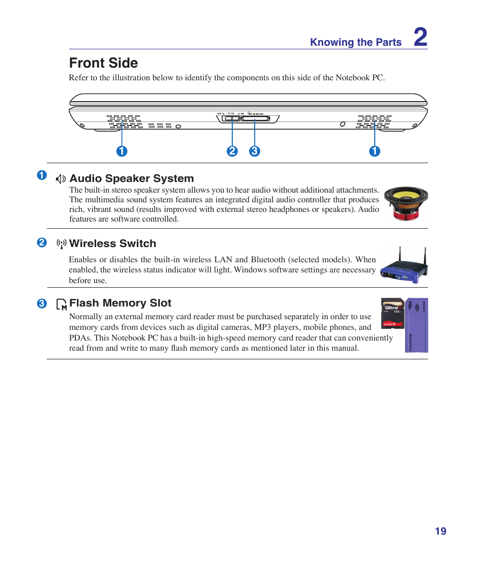 Front side | Asus K41VF User Manual | Page 19 / 85