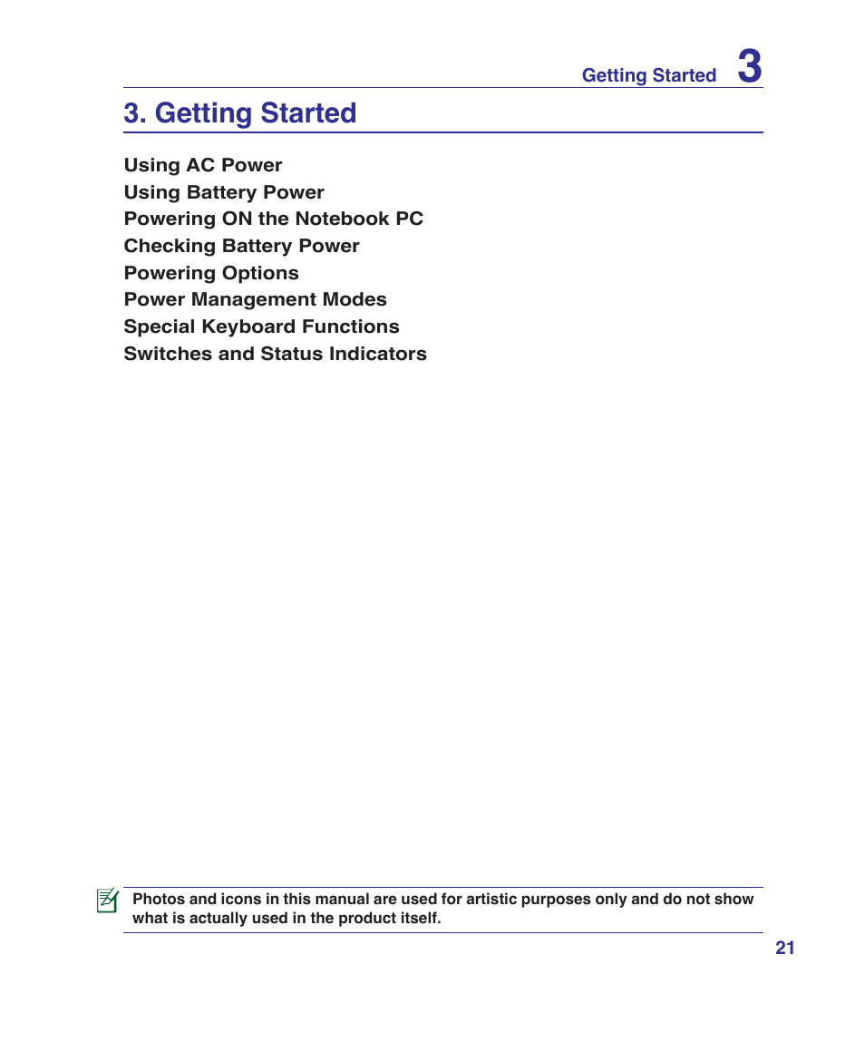 Getting started | Asus K41VF User Manual | Page 21 / 85