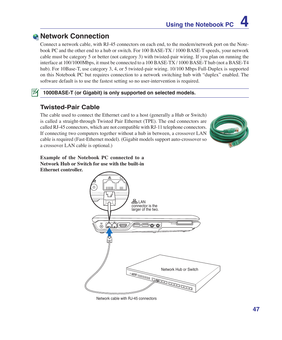 Network connection | Asus K41VF User Manual | Page 47 / 85