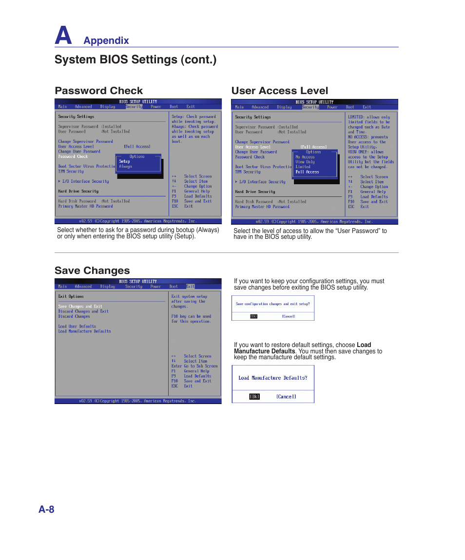 System bios settings (cont.) | Asus K41VF User Manual | Page 60 / 85