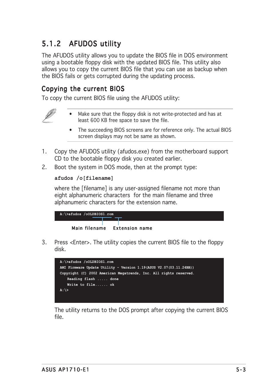 Copying the current bios | Asus AP1710-E1 User Manual | Page 117 / 158