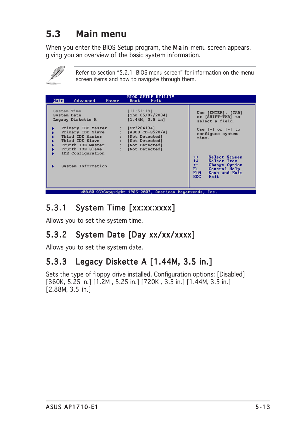 3 main menu | Asus AP1710-E1 User Manual | Page 127 / 158