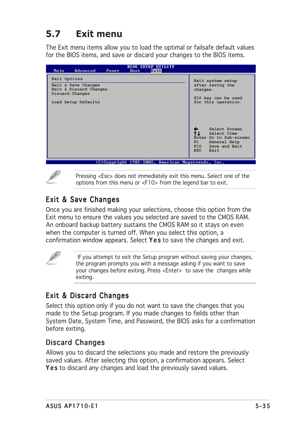7 exit menu | Asus AP1710-E1 User Manual | Page 149 / 158