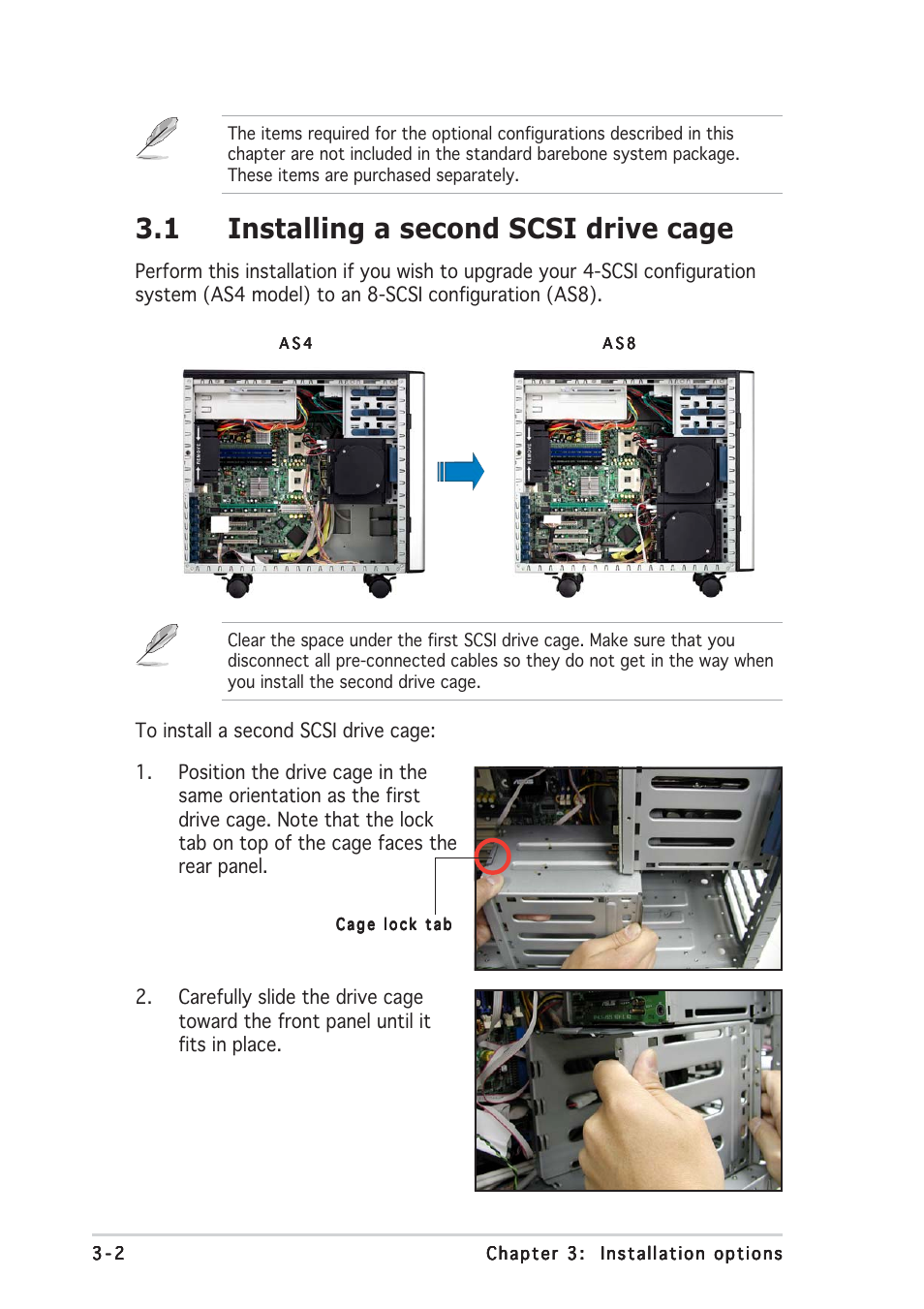 1 installing a second scsi drive cage | Asus AP1710-E1 User Manual | Page 84 / 158