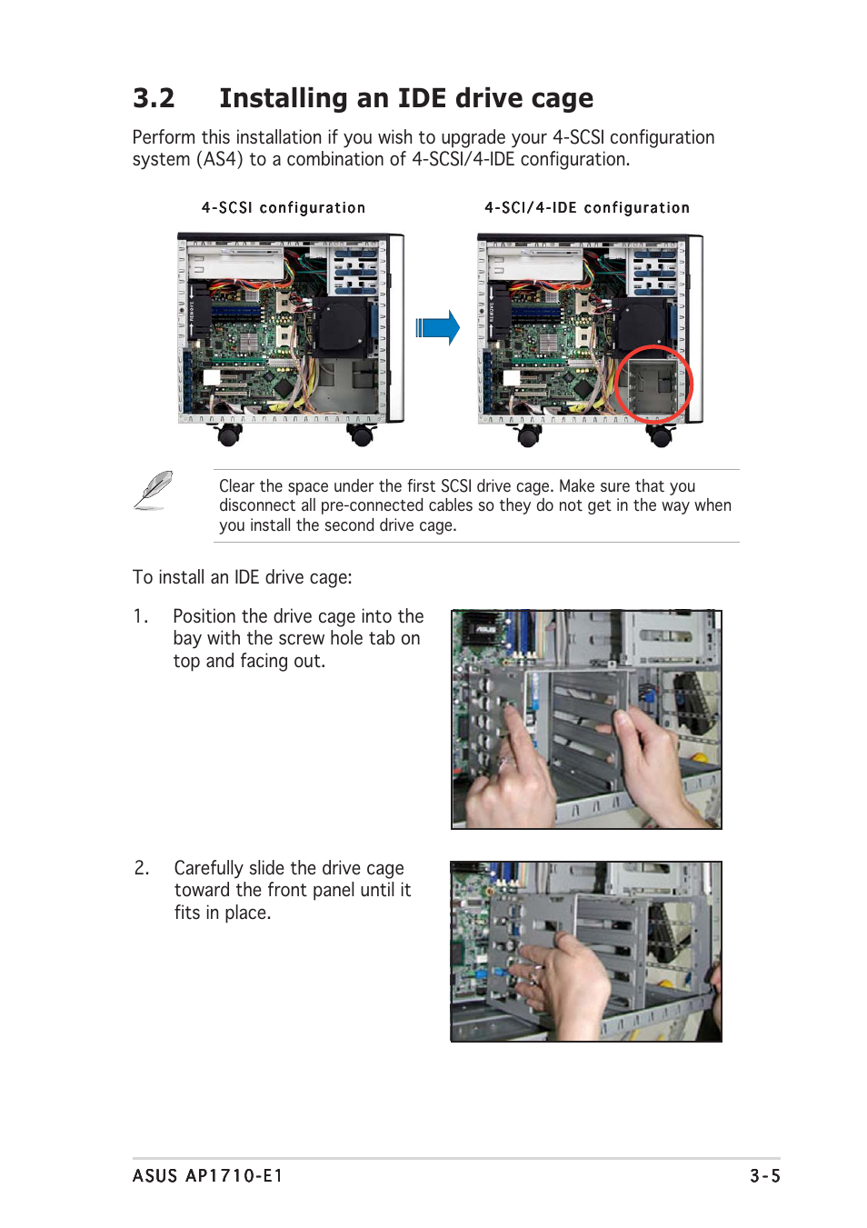 2 installing an ide drive cage | Asus AP1710-E1 User Manual | Page 87 / 158