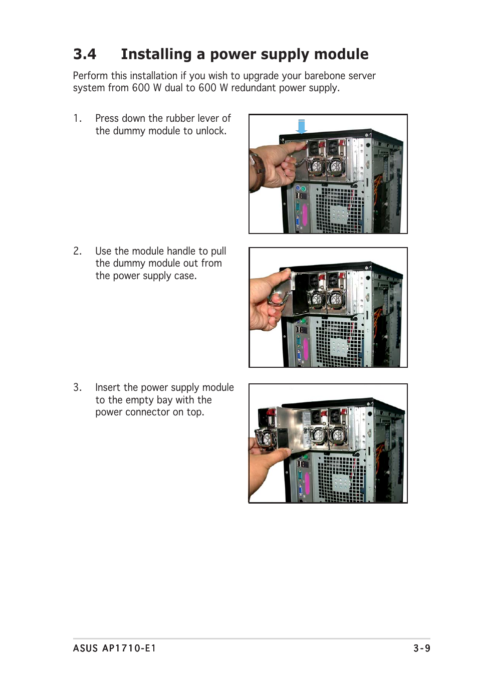 4 installing a power supply module | Asus AP1710-E1 User Manual | Page 91 / 158