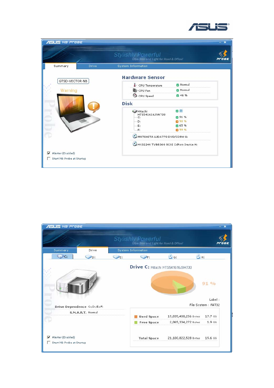 2 drive tab | Asus NB probe User Manual | Page 4 / 8