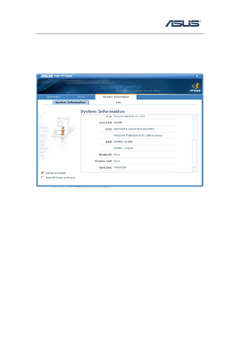 3 system information tab | Asus NB probe User Manual | Page 5 / 8