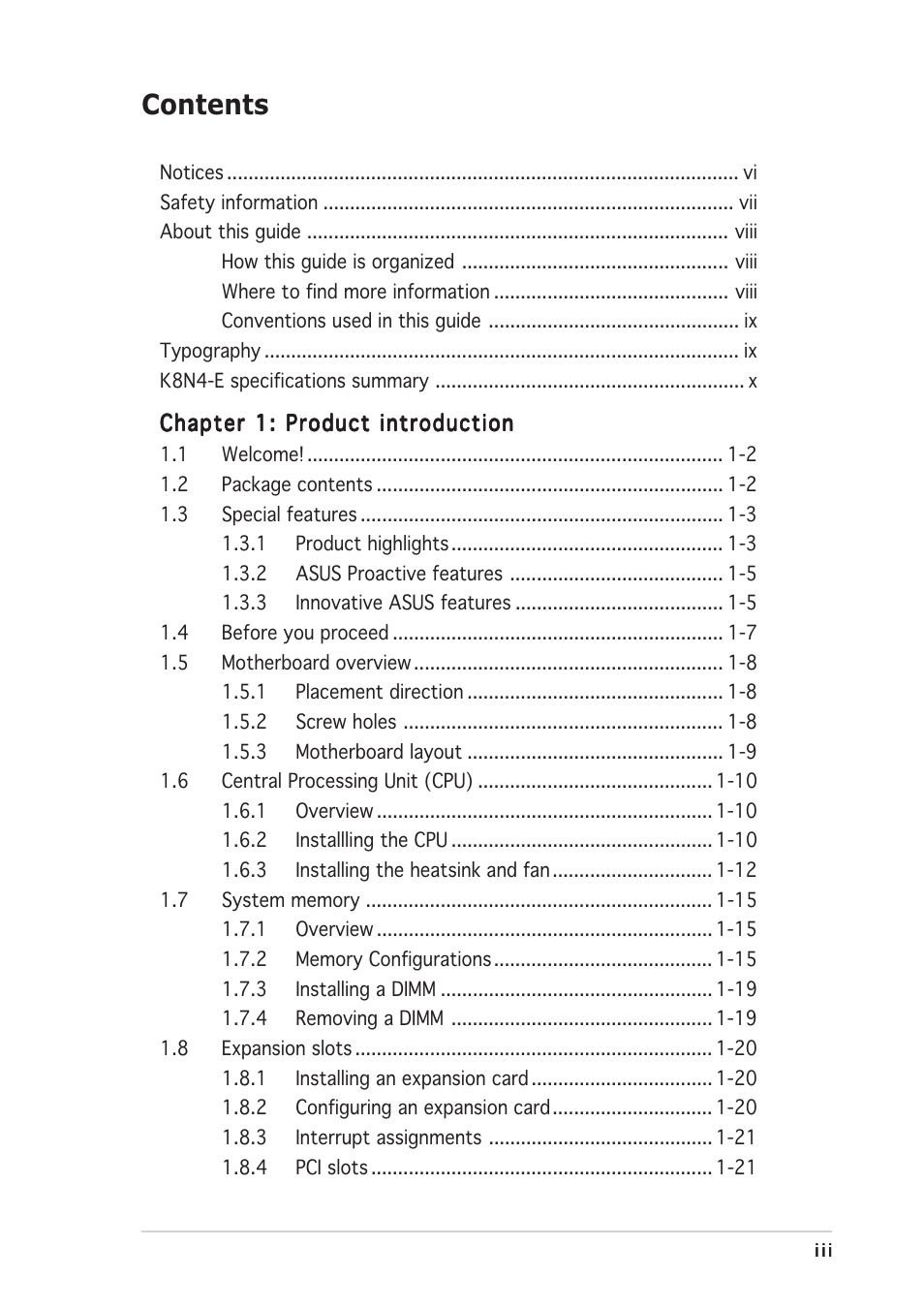 Asus K8N4-E User Manual | Page 3 / 92