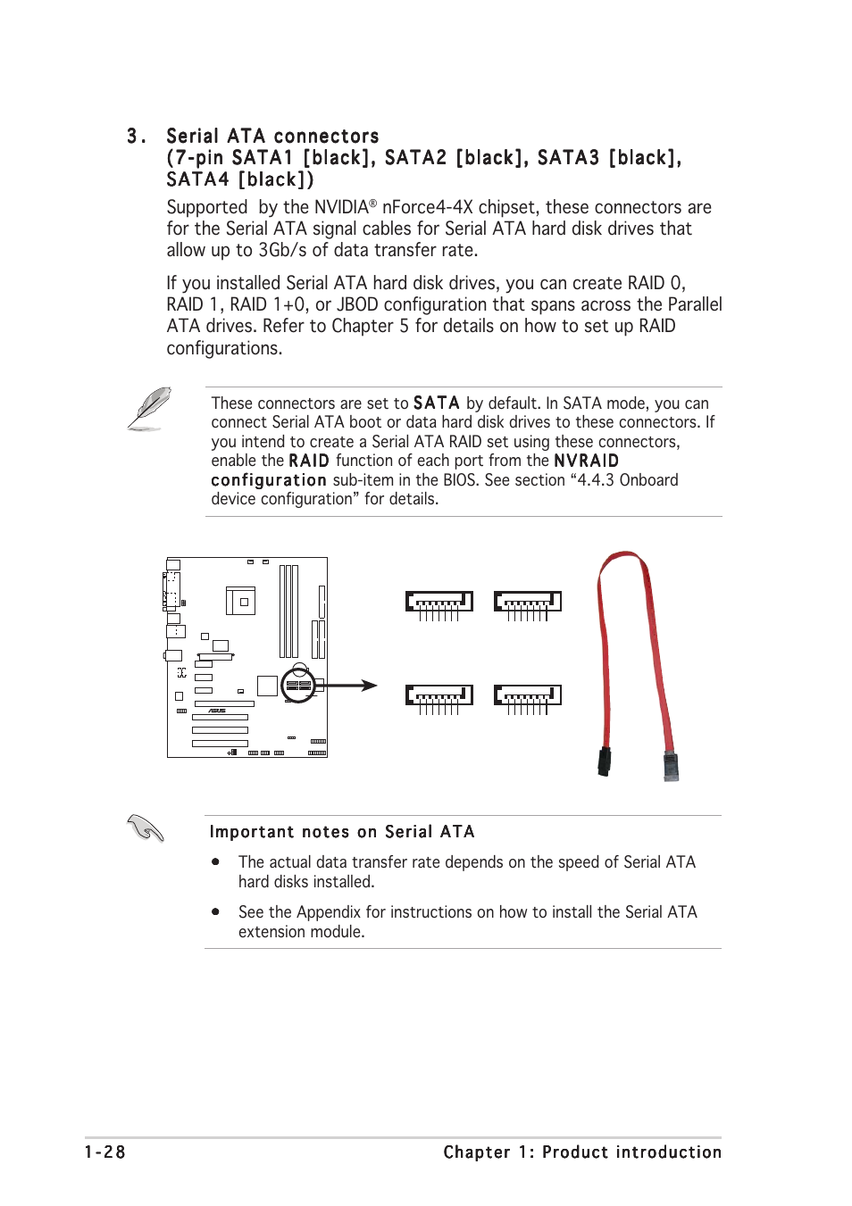 K8n4-e sata connectors sata2, Sata1, Sata4 | Sata3 | Asus K8N4-E User Manual | Page 40 / 92