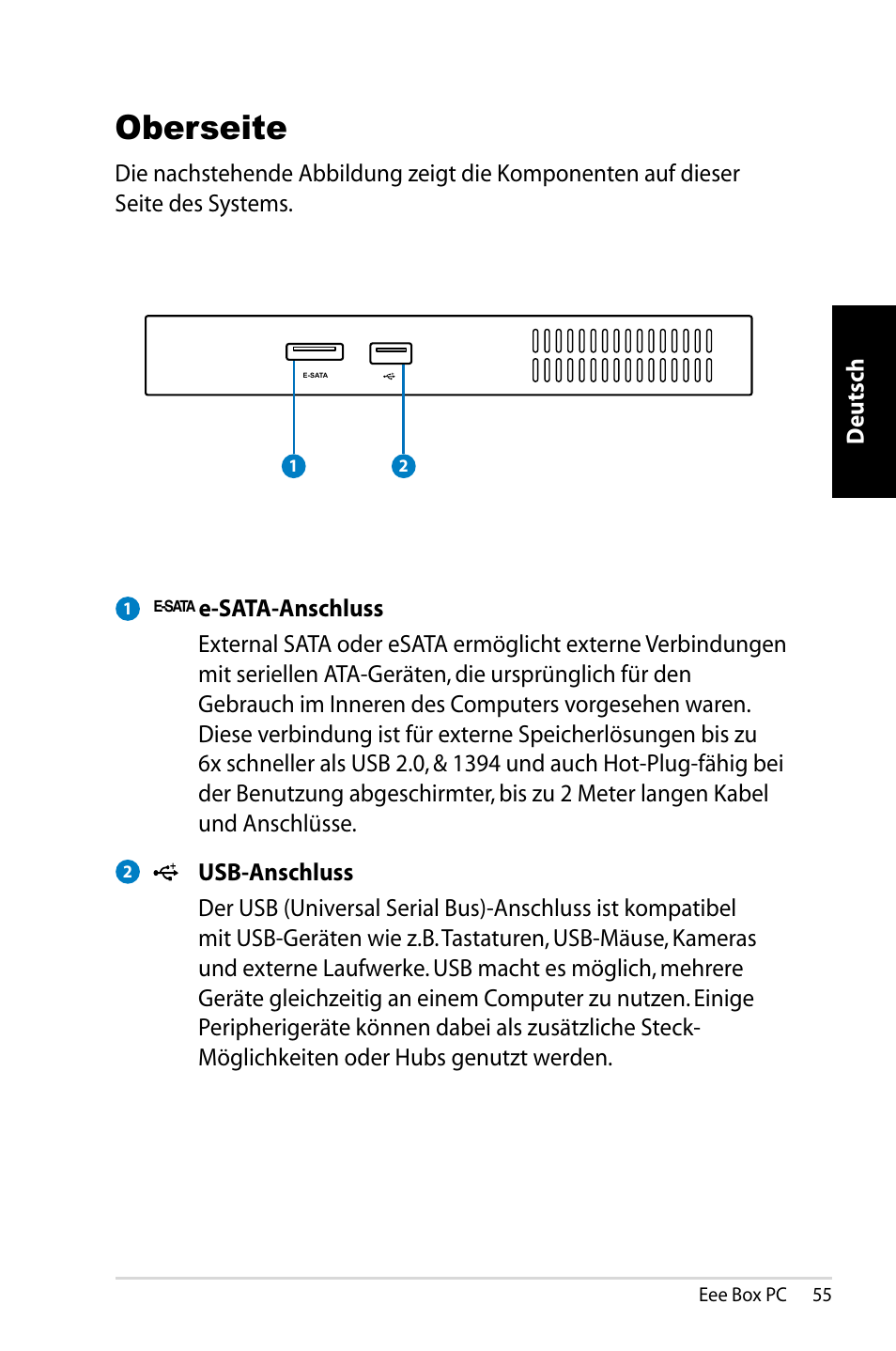 Oberseite | Asus EB1007 User Manual | Page 55 / 183