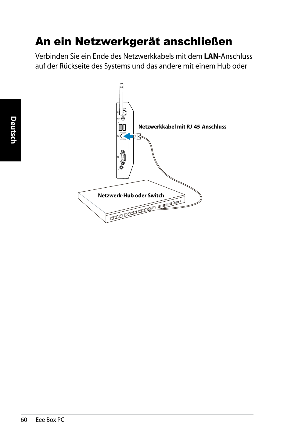 An ein netzwerkgerät anschließen | Asus EB1007 User Manual | Page 60 / 183