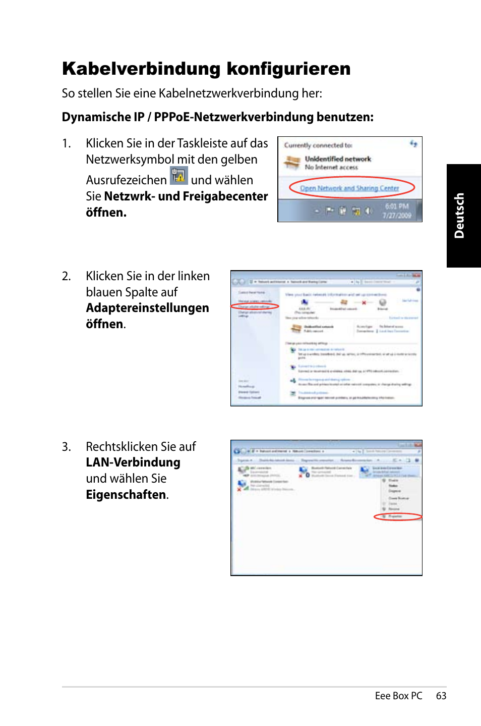 Kabelverbindung konfigurieren | Asus EB1007 User Manual | Page 63 / 183