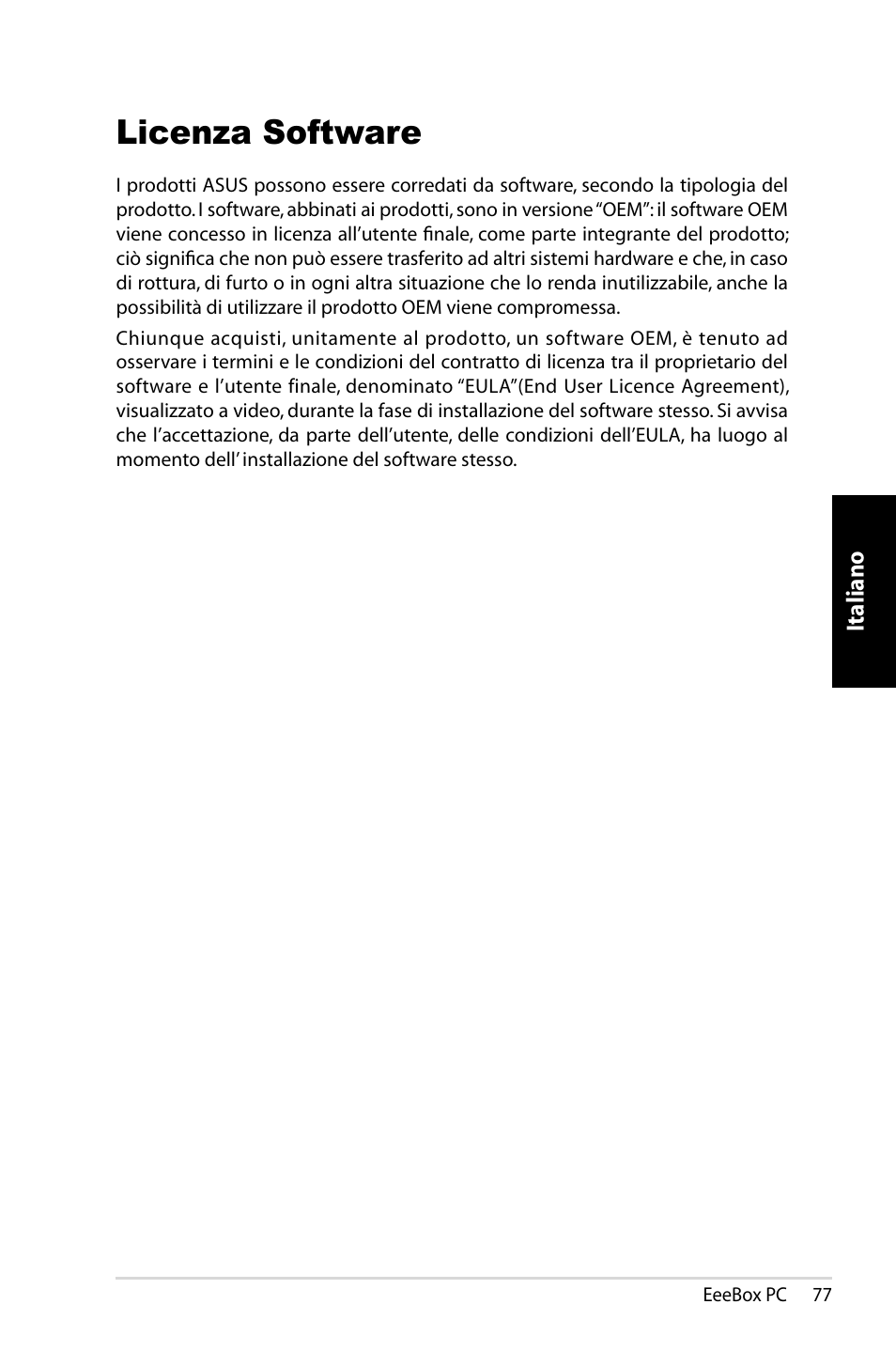Licenza software | Asus EB1007 User Manual | Page 77 / 183