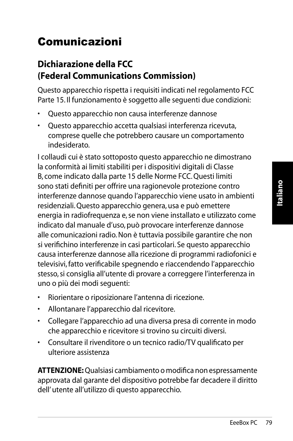 Comunicazioni | Asus EB1007 User Manual | Page 79 / 183