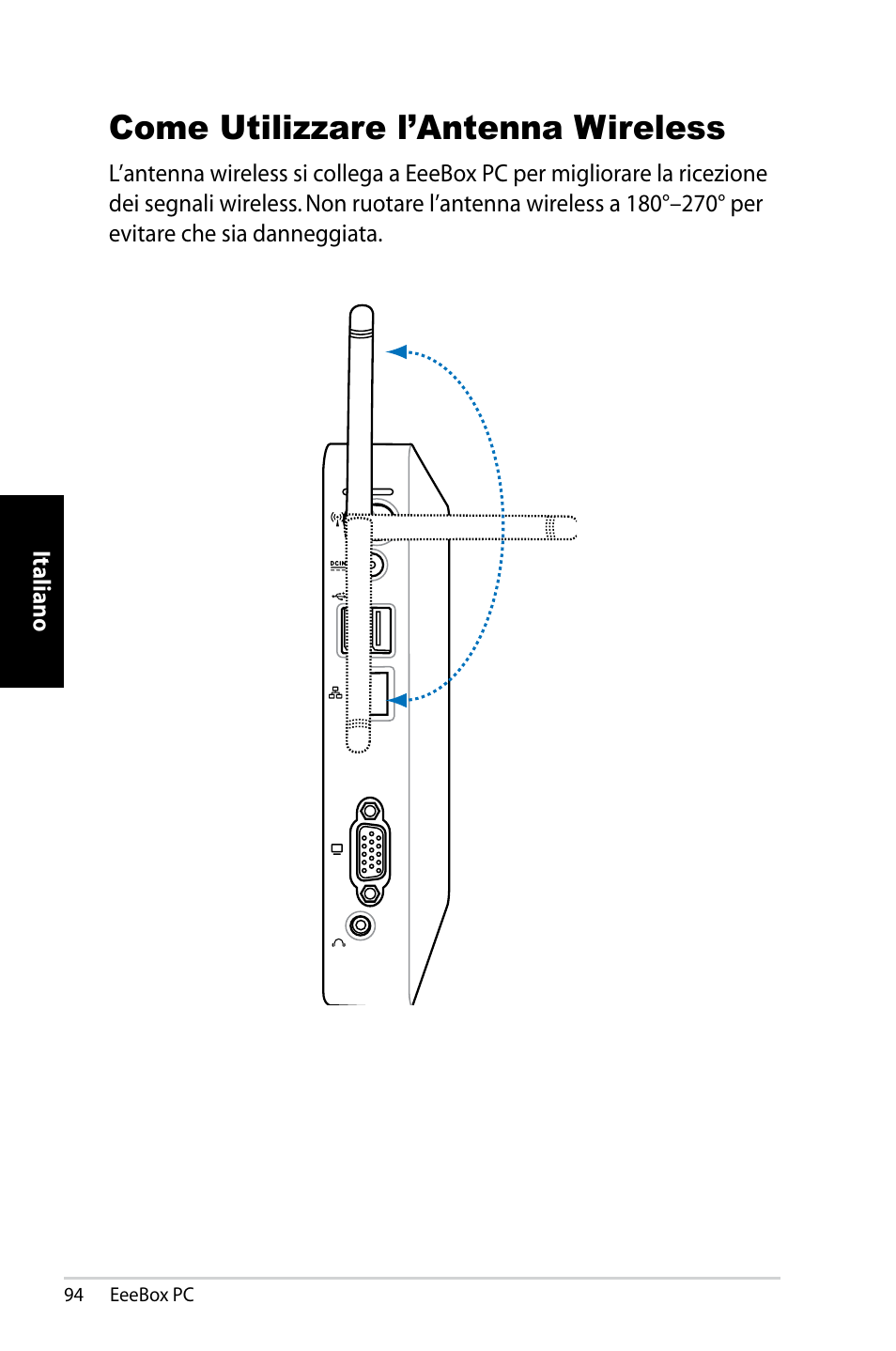 Come utilizzare l’antenna wireless | Asus EB1007 User Manual | Page 94 / 183