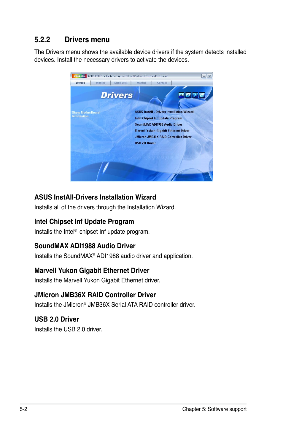 2 drivers menu | Asus P5K-E/WiFi-AP User Manual | Page 110 / 172