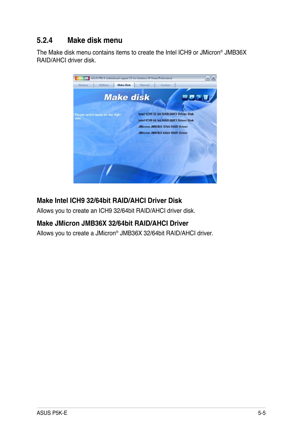 4 make disk menu | Asus P5K-E/WiFi-AP User Manual | Page 113 / 172