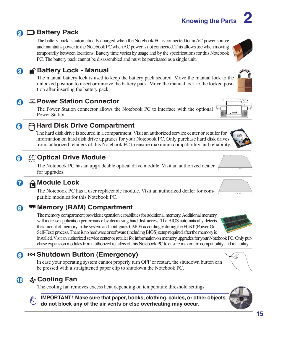 Asus VX2S User Manual | Page 15 / 97