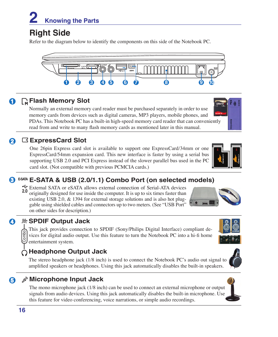 Right side | Asus VX2S User Manual | Page 16 / 97