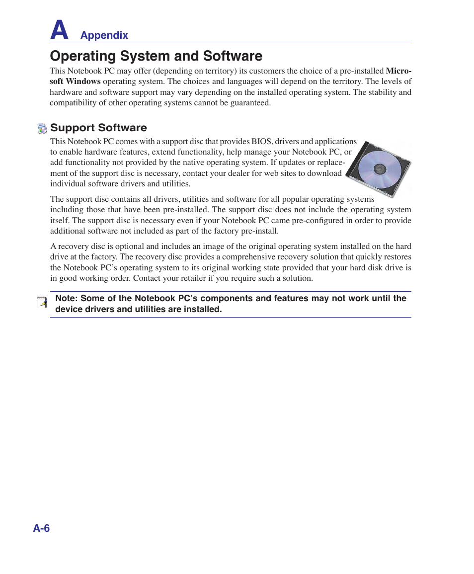 Operating system and software | Asus VX2S User Manual | Page 70 / 97