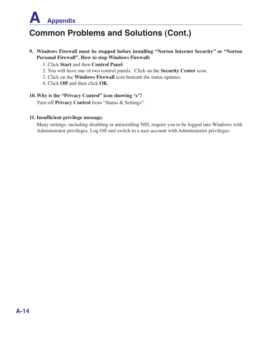 Common problems and solutions (cont.) | Asus VX2S User Manual | Page 78 / 97