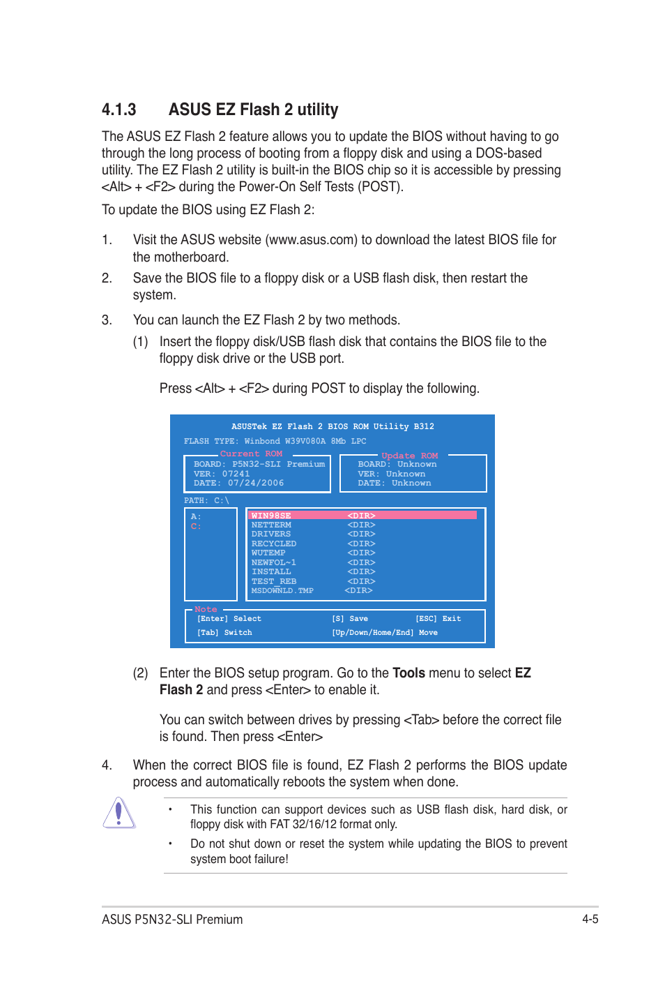 3 asus ez flash 2 utility, Asus ez flash 2 utility -5 | Asus P5N32-SLI Premium User Manual | Page 73 / 114