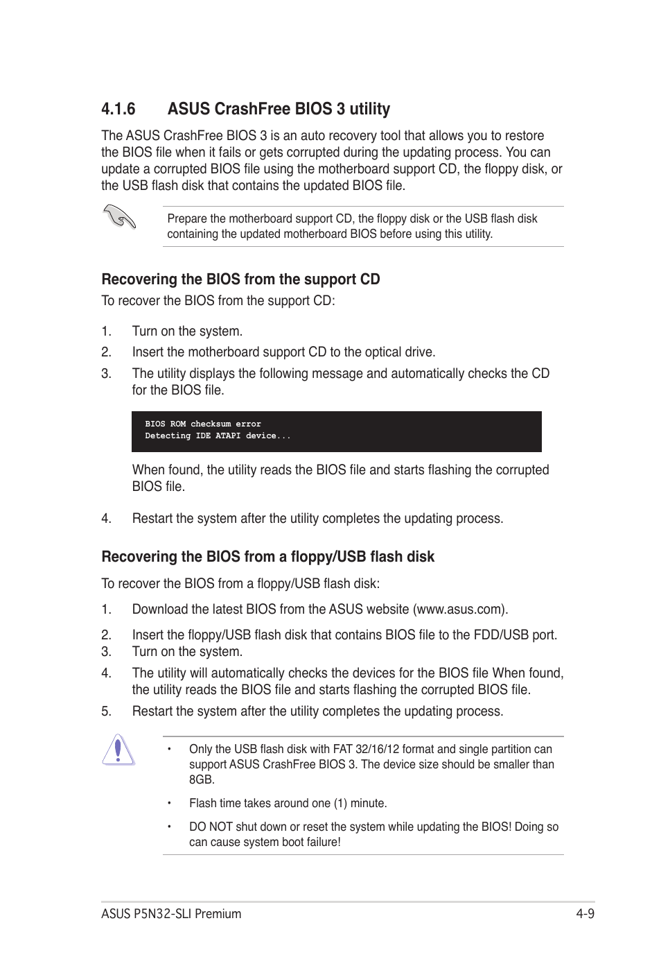 6 asus crashfree bios 3 utility, Asus crashfree bios 3 utility -9 | Asus P5N32-SLI Premium User Manual | Page 77 / 114