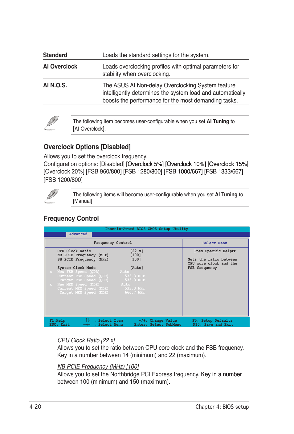 Overclock options [disabled, Frequency control | Asus P5N32-SLI Premium User Manual | Page 88 / 114