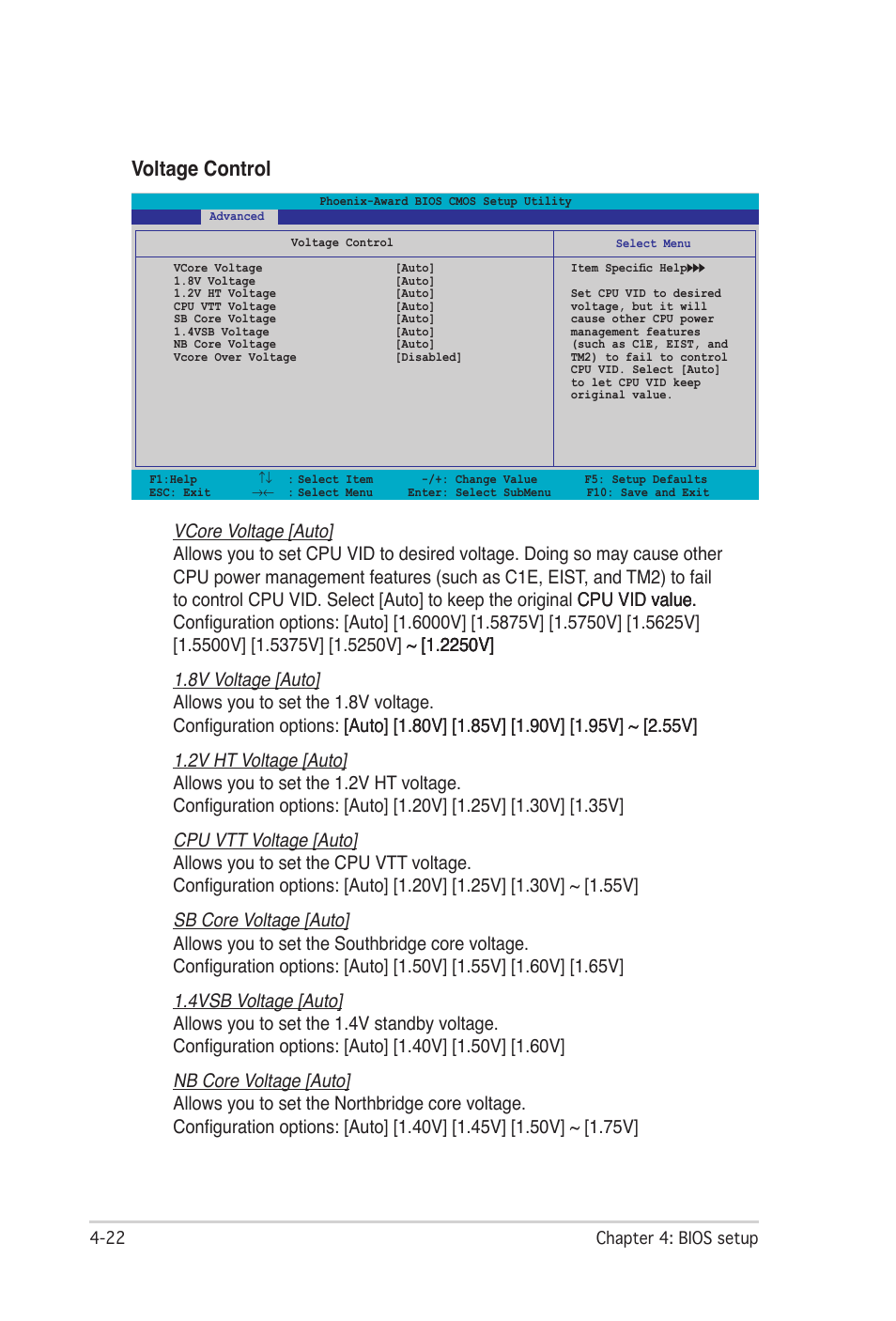 Voltage control | Asus P5N32-SLI Premium User Manual | Page 90 / 114