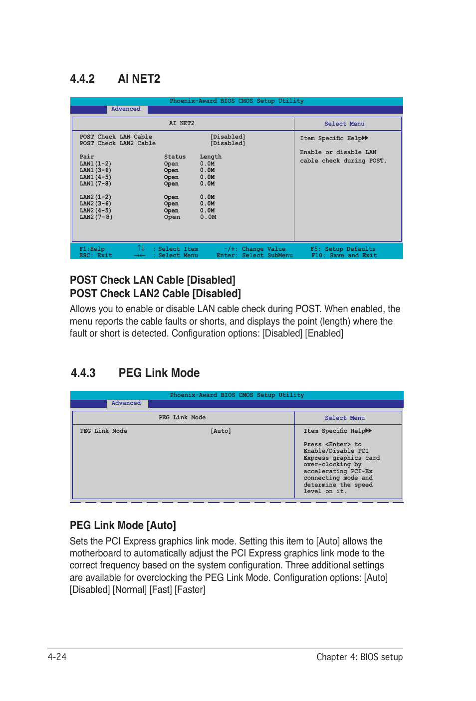 2 ai net2, 3 peg link mode, Ai net2 -24 | Peg link mode -24, Peg link mode [auto | Asus P5N32-SLI Premium User Manual | Page 92 / 114