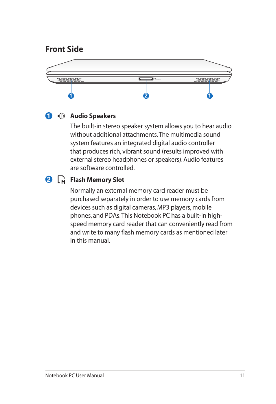 Front side | Asus X8DIJ User Manual | Page 11 / 24