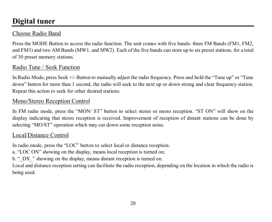 Digital tuner | Hyundai H-CMD7076 User Manual | Page 20 / 85