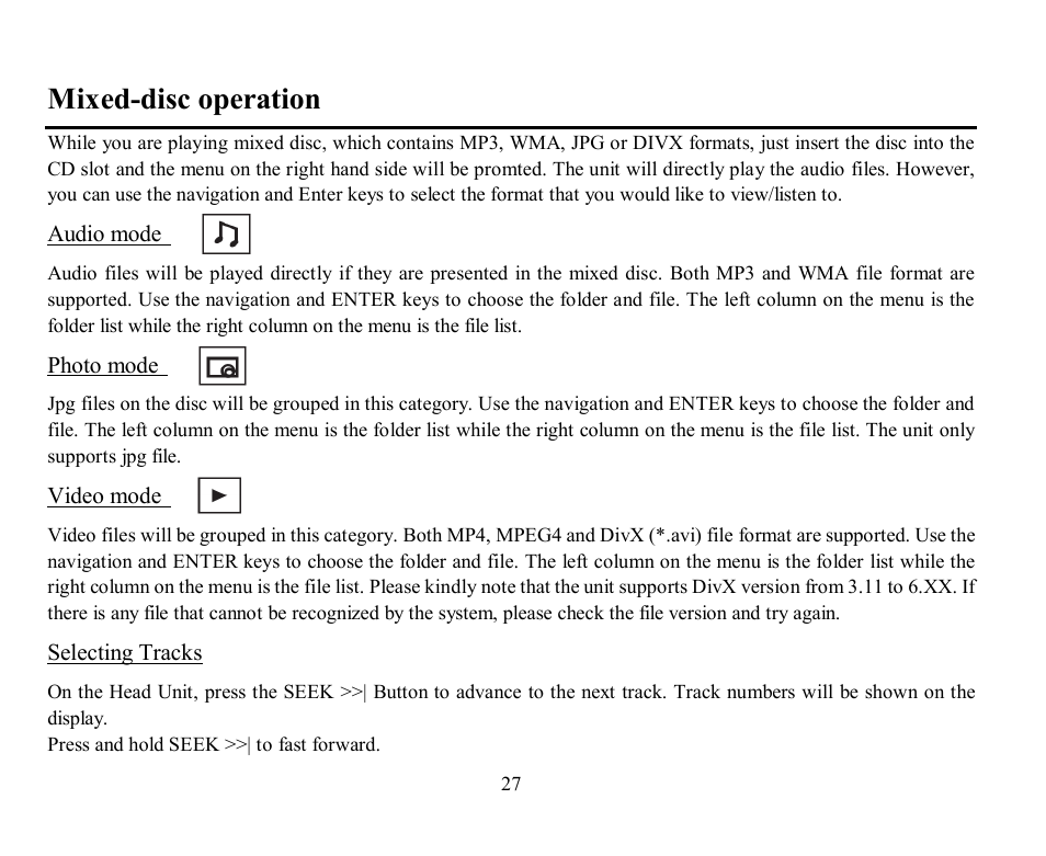 Mixed-disc operation | Hyundai H-CMD7076 User Manual | Page 27 / 85