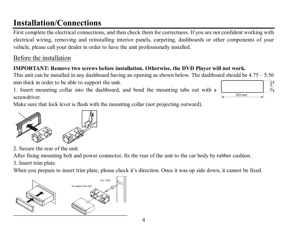 Installation/connections | Hyundai H-CMD7076 User Manual | Page 4 / 85