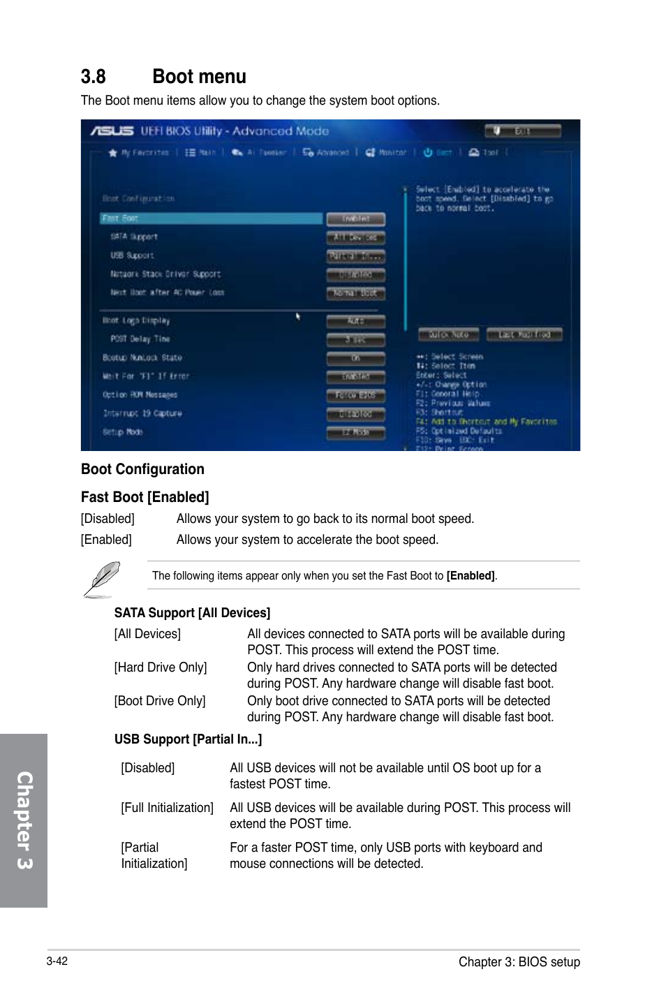 8 boot menu, Boot menu -42, Chapter 3 3.8 boot menu | Asus Z87I-PRO User Manual | Page 102 / 146