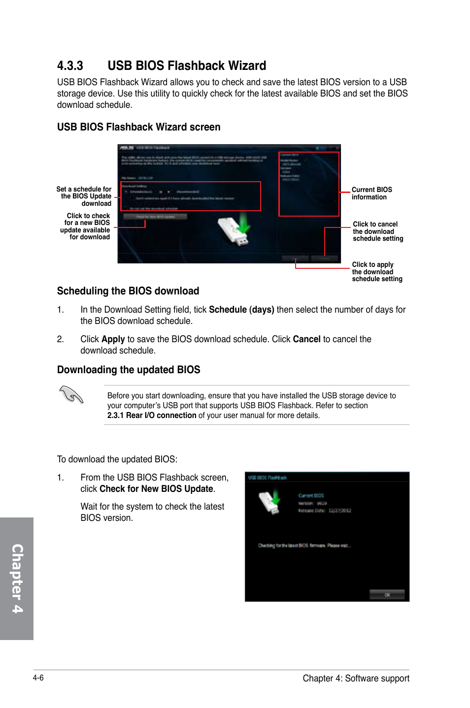 3 usb bios flashback wizard, Usb bios flashback wizard -6, Chapter 4 | Asus Z87I-PRO User Manual | Page 122 / 146