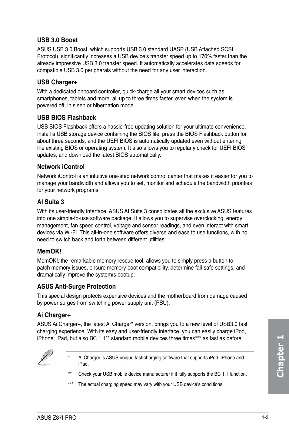 Chapter 1 | Asus Z87I-PRO User Manual | Page 17 / 146
