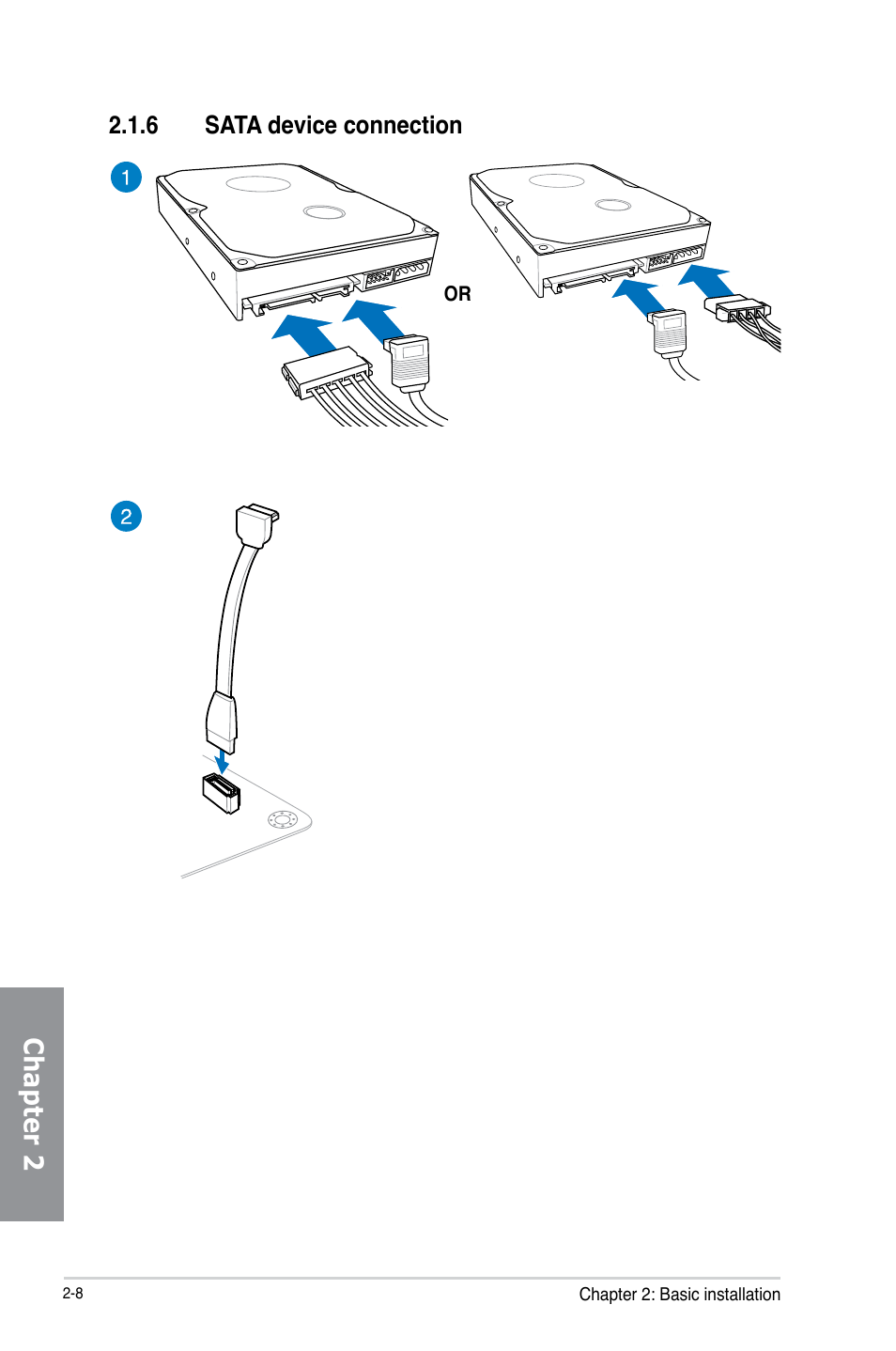 6 sata device connection, Sata device connection -8, Chapter 2 | Asus Z87I-PRO User Manual | Page 50 / 146