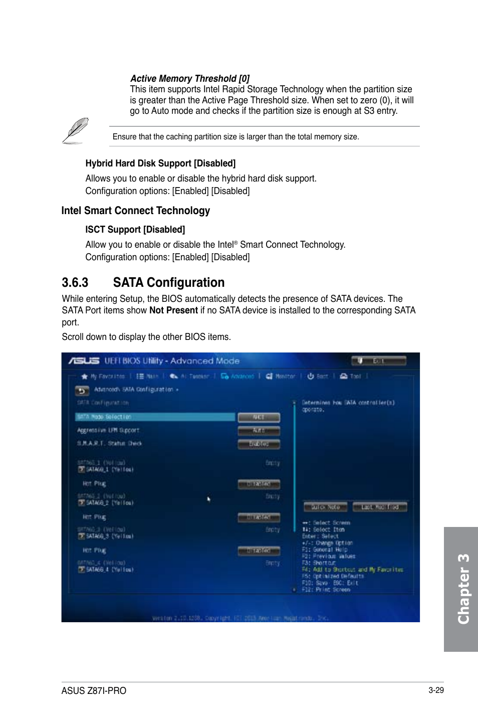 3 sata configuration, Sata configuration -29, Chapter 3 | Asus Z87I-PRO User Manual | Page 89 / 146