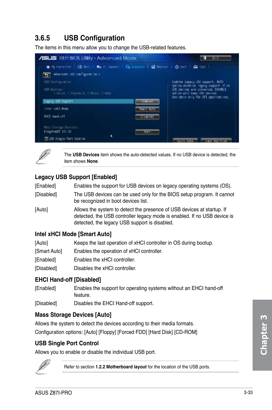 5 usb configuration, Usb configuration -33, Chapter 3 | Asus Z87I-PRO User Manual | Page 93 / 146
