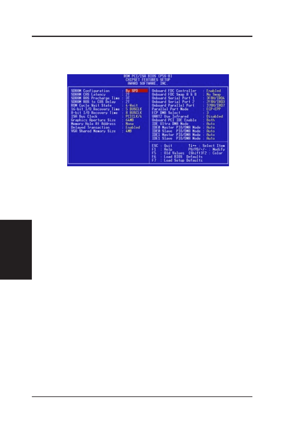 Iv. bios setup, Chipset features setup | Asus P5S-B User Manual | Page 54 / 104