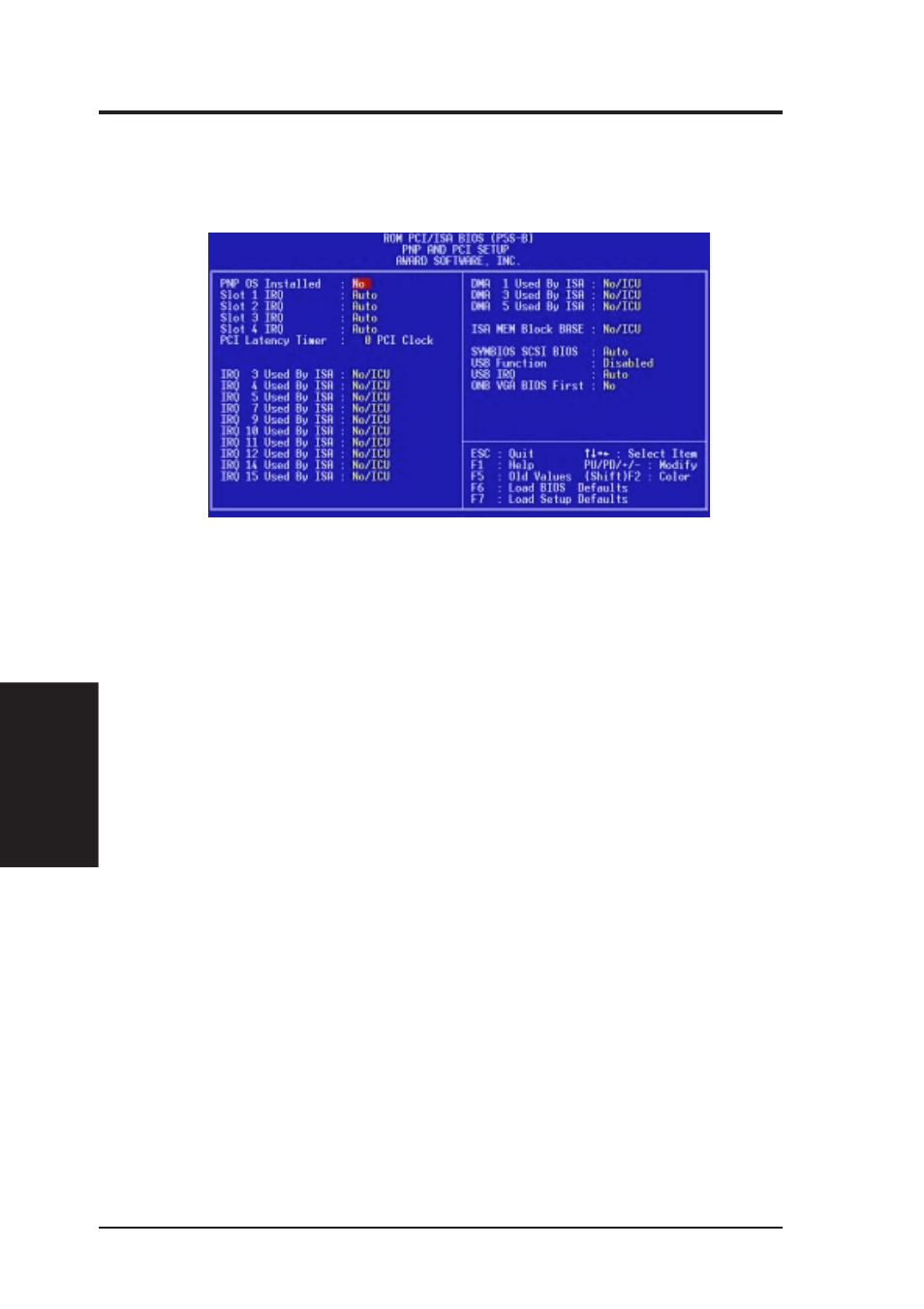 Iv. bios setup, Pnp and pci setup | Asus P5S-B User Manual | Page 60 / 104