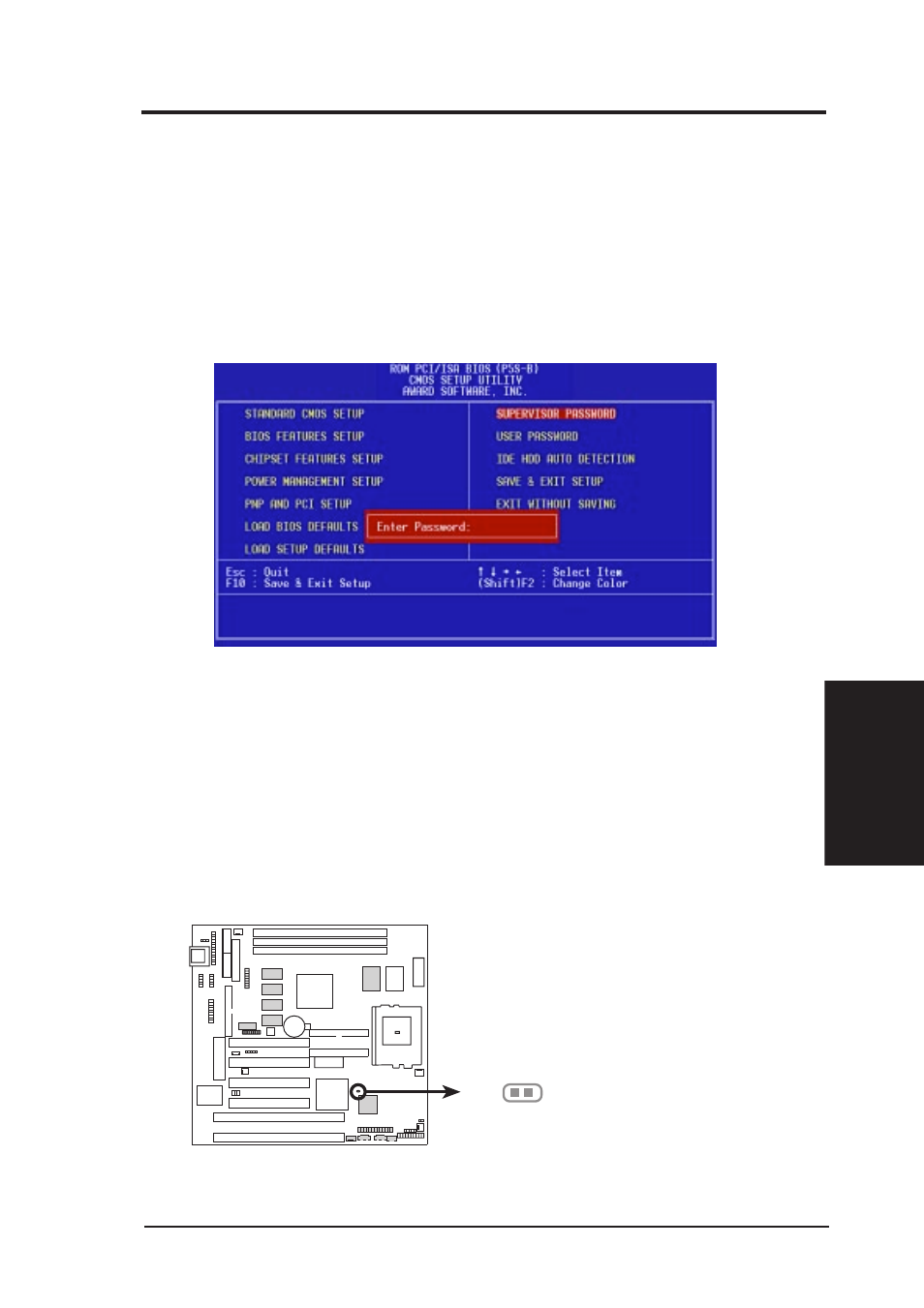 Iv. bios setup, Supervisor password and user password | Asus P5S-B User Manual | Page 63 / 104