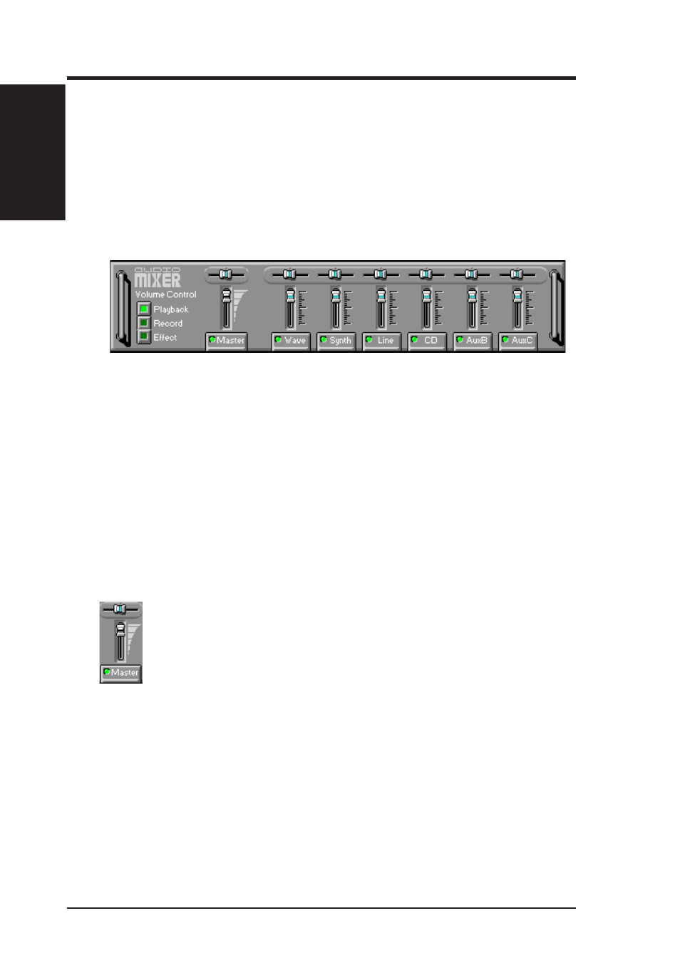 Vi. software reference, The audio mixer | Asus P5S-B User Manual | Page 94 / 104
